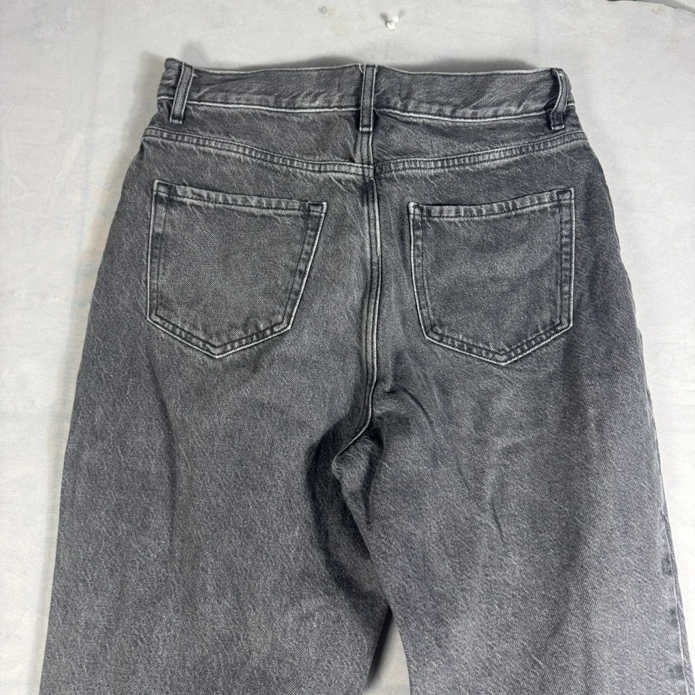 PacSun Womens Straight Jeans Dark Gray Denim Fray‎ Raw Hem High Rise Outdoor 28